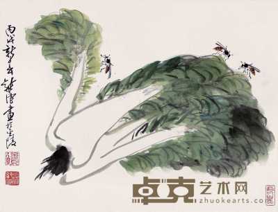 徐纯原 丙戌（2006年）作 白菜蜜蜂 镜心 32×41cm